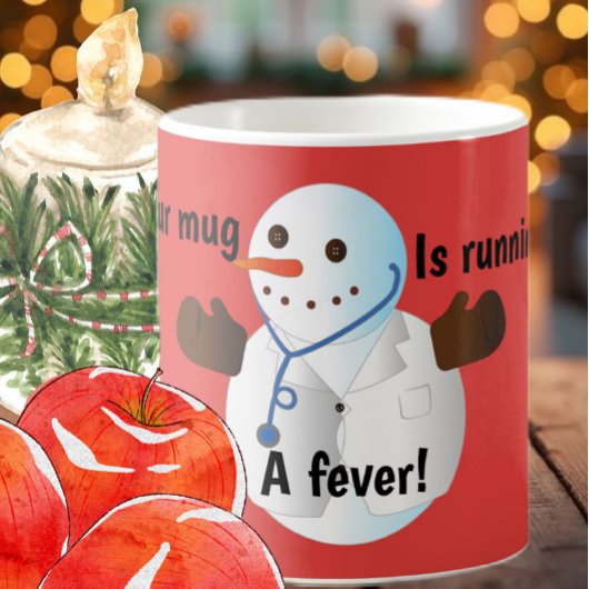 Funny Snowman Doktor niedliches Winterkakafieber Kaffeetasse