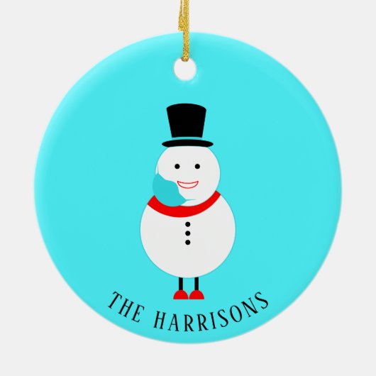 Funny Snowman Face Maske Custom Christmas 2022 Keramik Ornament (Hinten)