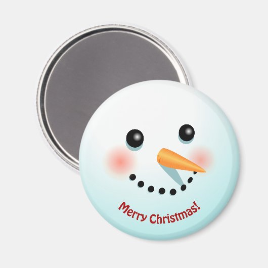 Funny Snowman Face mit Carrot Nose Cartoon Magnet (Vorderseite/Rückseite)
