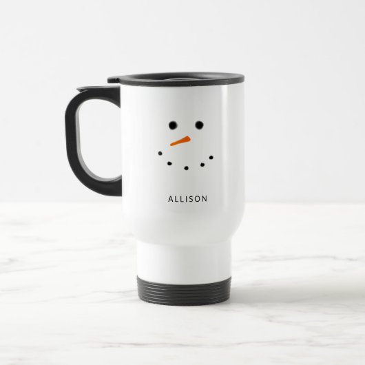 Funny Snowman Face Personalisiert Reisebecher (Links)