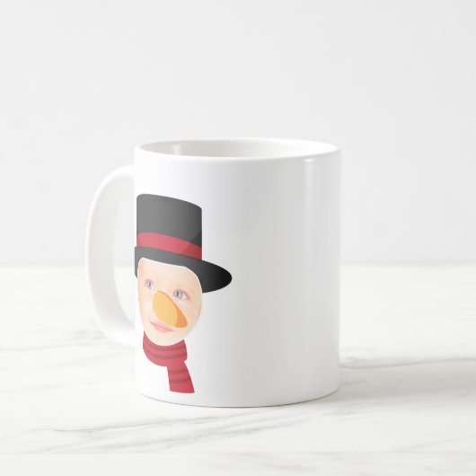 Funny Snowman Face Weihnachtsfeier Tasse (Vorderseite Links)