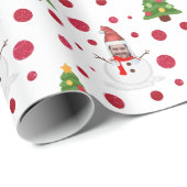 Funny Snowman Foto Face Christmas Wrapping Paper Geschenkpapier (Rolleneckpunkt)