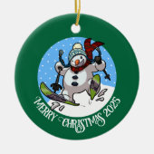 Funny Snowman frohe Weihnachten Add the Year Carto Keramik Ornament (Vorne)
