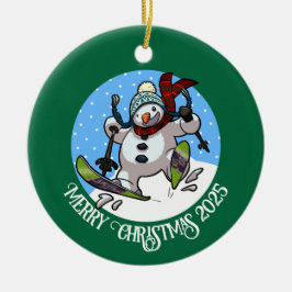 Funny Snowman frohe Weihnachten Add the Year Carto Keramik Ornament
