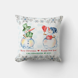 Funny Snowman Frohe Weihnachtskristalle Snowflakes Kissen