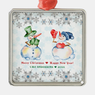 Funny Snowman Frohe Weihnachtskristalle Snowflakes Ornament Aus Metall