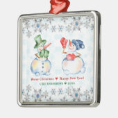 Funny Snowman Frohe Weihnachtskristalle Snowflakes Ornament Aus Metall (Links)