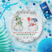 Funny Snowman Frohe Weihnachtskristalle Snowflakes Pappteller (Party)