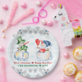 Funny Snowman Frohe Weihnachtskristalle Snowflakes Pappteller (Party)
