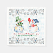 Funny Snowman Frohe Weihnachtskristalle Snowflakes Serviette (Vorderseite)