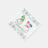 Funny Snowman Frohe Weihnachtskristalle Snowflakes Serviette (Ecke)