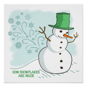 Funny Snowman Furzen Schneeflocken Poster