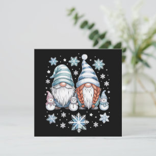 Funny Snowman Gnomos mit Schneeflocken Niedlicher Feiertagskarte