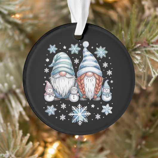 Funny Snowman Gnomos mit Schneeflocken Niedlicher Ornament (Baum)