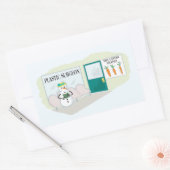 Funny Snowman im Büro des Arztes Rechteckiger Aufkleber (Umschlag)