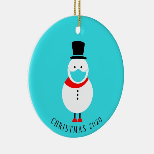 Funny Snowman im Gesicht Maske Personalisierte Wei Keramik Ornament (Rechts)