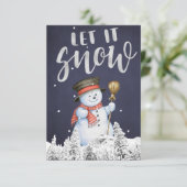 Funny Snowman | Lassen Sie es Silber Typografie er Karte (Stehend Vorderseite)