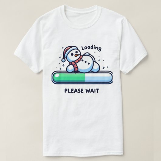 Funny Snowman Loading Progress Bar T-Shirt (Design vorne)