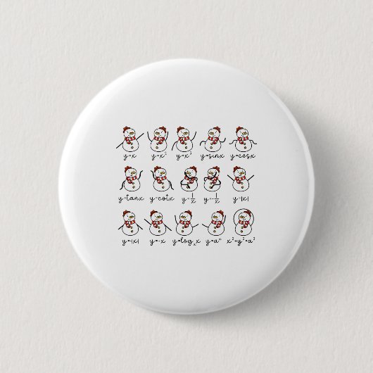 Funny Snowman Math Teacher Weihnachten Button (Vorderseite)