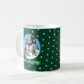 Funny Snowman Merry Christmas! Skiing Cartoon Kaffeetasse (Vorderseite Links)