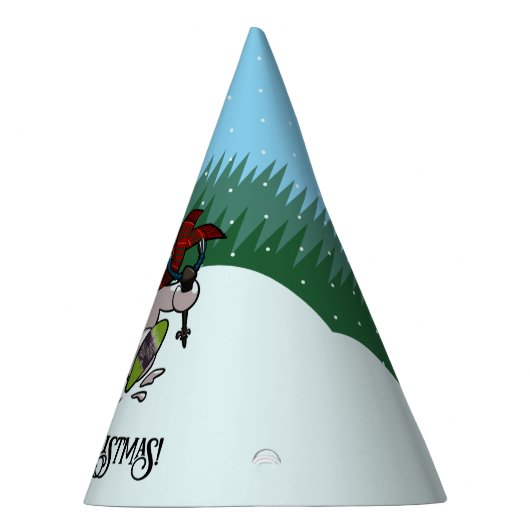 Funny Snowman Merry Christmas Skiing Cartoon Partyhütchen (Rechts)