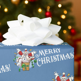 Funny Snowman Merry Christmas Surprise Cartoon Geschenkpapier