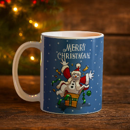 Funny Snowman Merry Christmas Surprise Cartoon Kaffeetasse