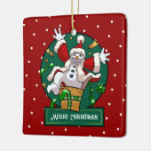 Funny Snowman Merry Christmas Surprise Cartoon Keramikornament (Links)