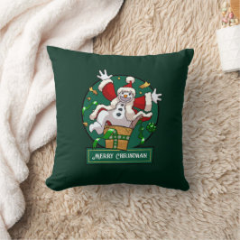 Funny Snowman Merry Christmas Surprise Cartoon Kissen