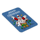 Funny Snowman Merry Christmas Surprise Cartoon Magnet (Rechte Seite)