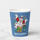 Funny Snowman Merry Christmas Surprise Cartoon Pappbecher (Rückseite)