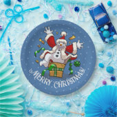 Funny Snowman Merry Christmas Surprise Cartoon Pappteller (Party)