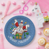 Funny Snowman Merry Christmas Surprise Cartoon Pappteller (Party)