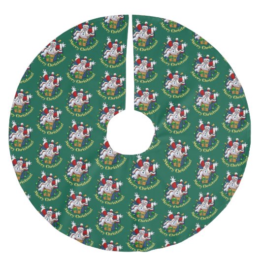 Funny Snowman Merry Christmas Surprise Cartoon Polyester Weihnachtsbaumdecke (Vorderseite)