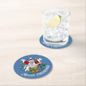 Funny Snowman Merry Christmas Surprise Cartoon Runder Pappuntersetzer (Vor Ort)