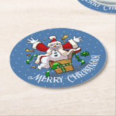 Funny Snowman Merry Christmas Surprise Cartoon Runder Pappuntersetzer (Angewinkelt)