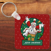 Funny Snowman Merry Christmas Surprise Cartoon Schlüsselanhänger (Vorderseite)