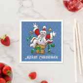 Funny Snowman Merry Christmas Surprise Cartoon Serviette (Beispiel)