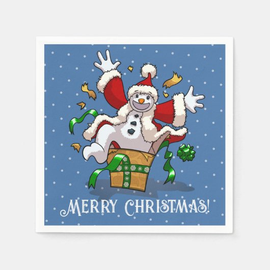 Funny Snowman Merry Christmas Surprise Cartoon Serviette (Vorderseite)