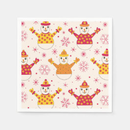 Funny Snowman mit blumigen Pullover und Schneefloc Serviette