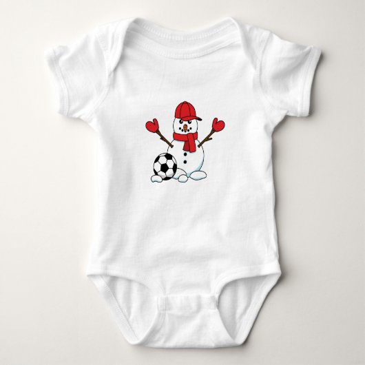 Funny Snowman mit Fußball Baby Strampler (Vorderseite)