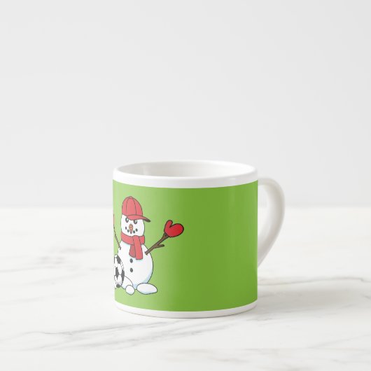 Funny Snowman mit Fußball Espressotasse (Vorderseite Rechts)