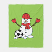 Funny Snowman mit Fußball Fleecedecke (Vorderseite)