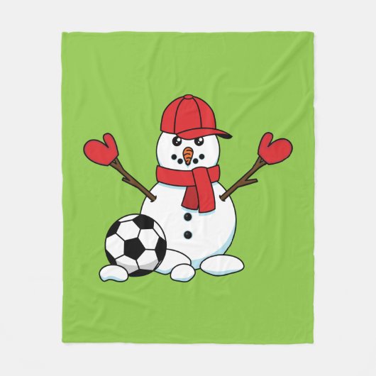 Funny Snowman mit Fußball Fleecedecke (Vorderseite)