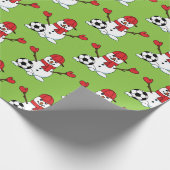 Funny Snowman mit Fußball Geschenkpapier (Ecke)