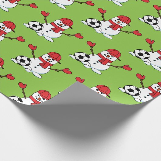 Funny Snowman mit Fußball Geschenkpapier (Ecke)