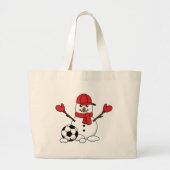 Funny Snowman mit Fußball Jumbo Stoffbeutel (Vorne)