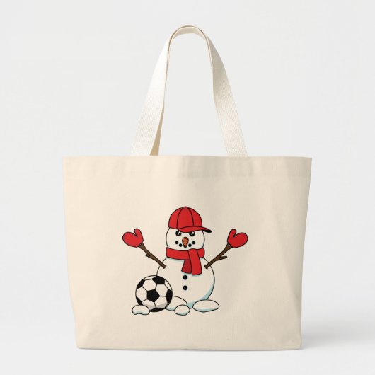 Funny Snowman mit Fußball Jumbo Stoffbeutel (Vorne)