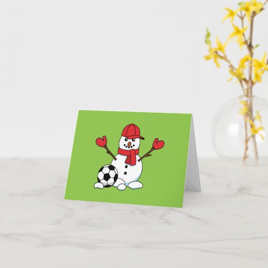 Funny Snowman mit Fußball Karte (Gelbe Blume)