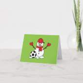 Funny Snowman mit Fußball Karte (Vorderseite)